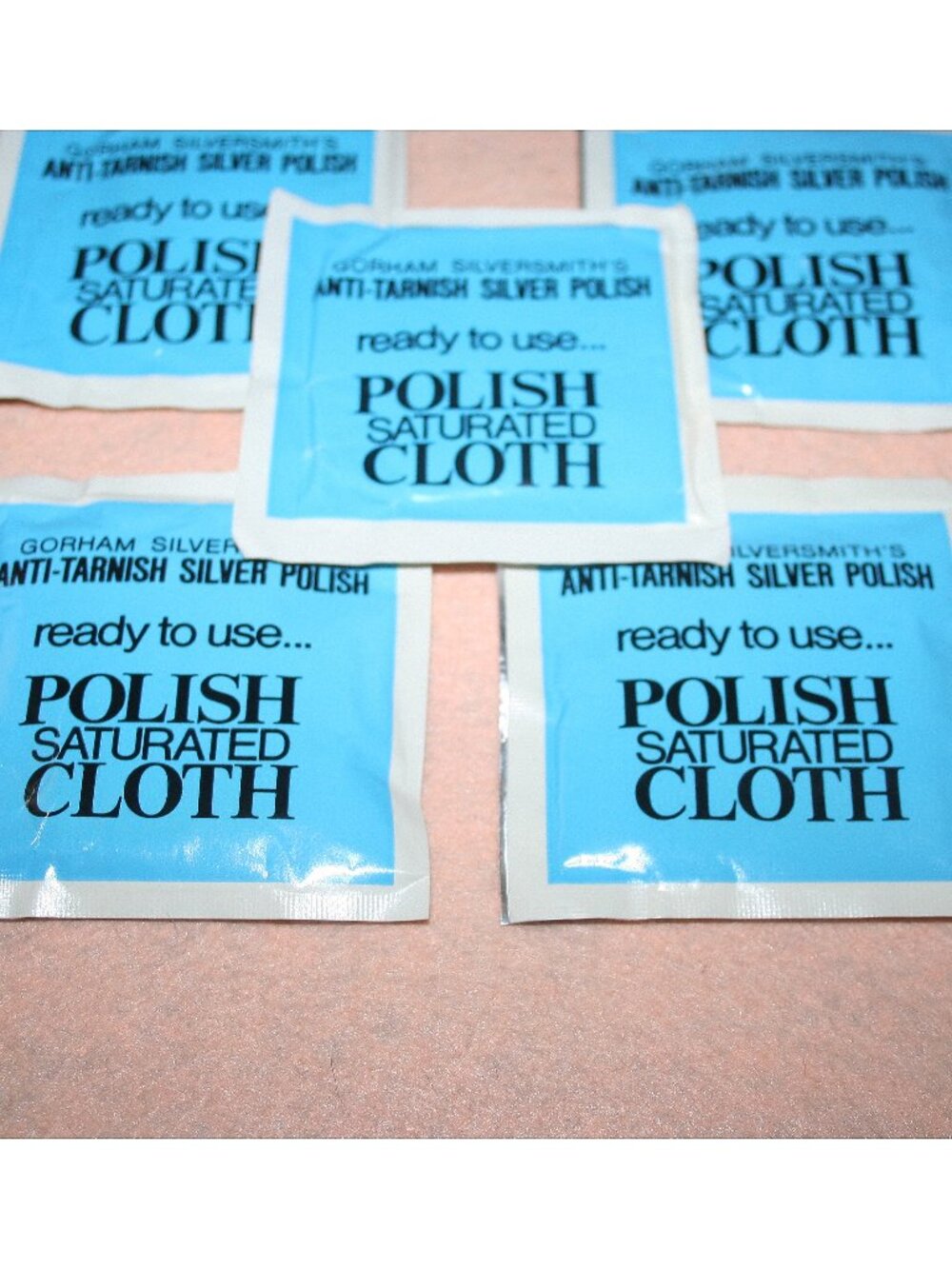 (5) Gorham Silversmith ReUsable Moist Silver Polishing Cloths Fine Metals 8"x8"